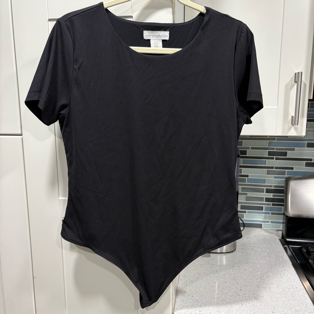 House of Harlow ribbed short sleeve bodysuit